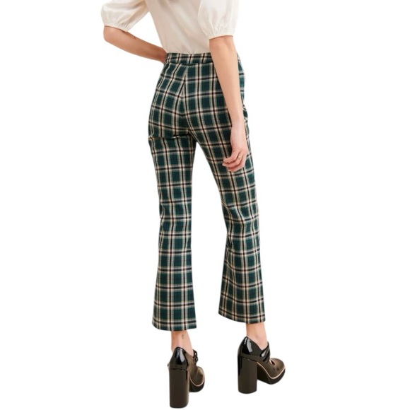 Anthropologie Greylin Sefina Kick Flare Pants – Green Multi Plaid - Picture 4 of 4